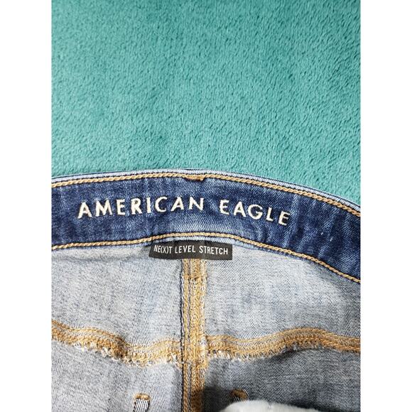 American Eagle Jeans Size 2 Womens Blue Stretch High Rise Boho Flared Wide Leg - Picture 3 of 14
